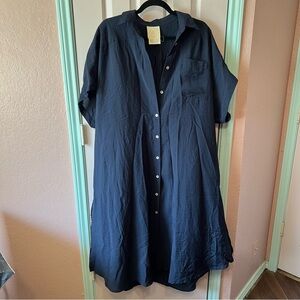 Free People Navy Button Down Dress XS
